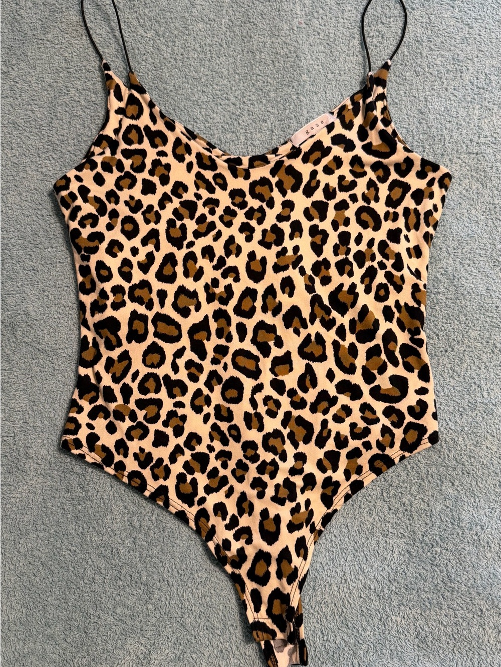 Gaze Womens Elastic Strap Bodysuit Animal Print Medium Leopard Cheetah Y2K